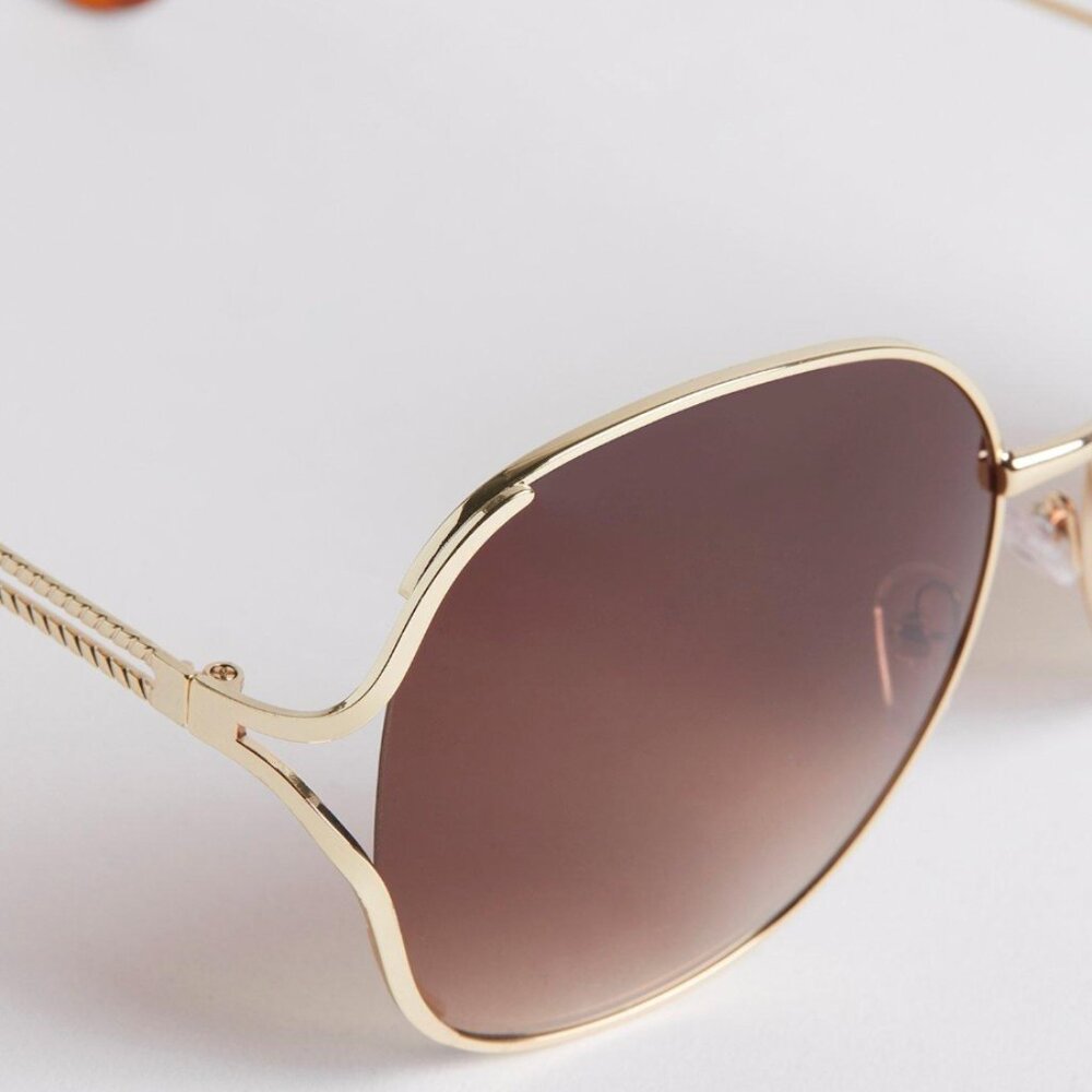 TORRID Side Cut Square Sunglasses Gold Hardware NEW - Picture 3 of 3